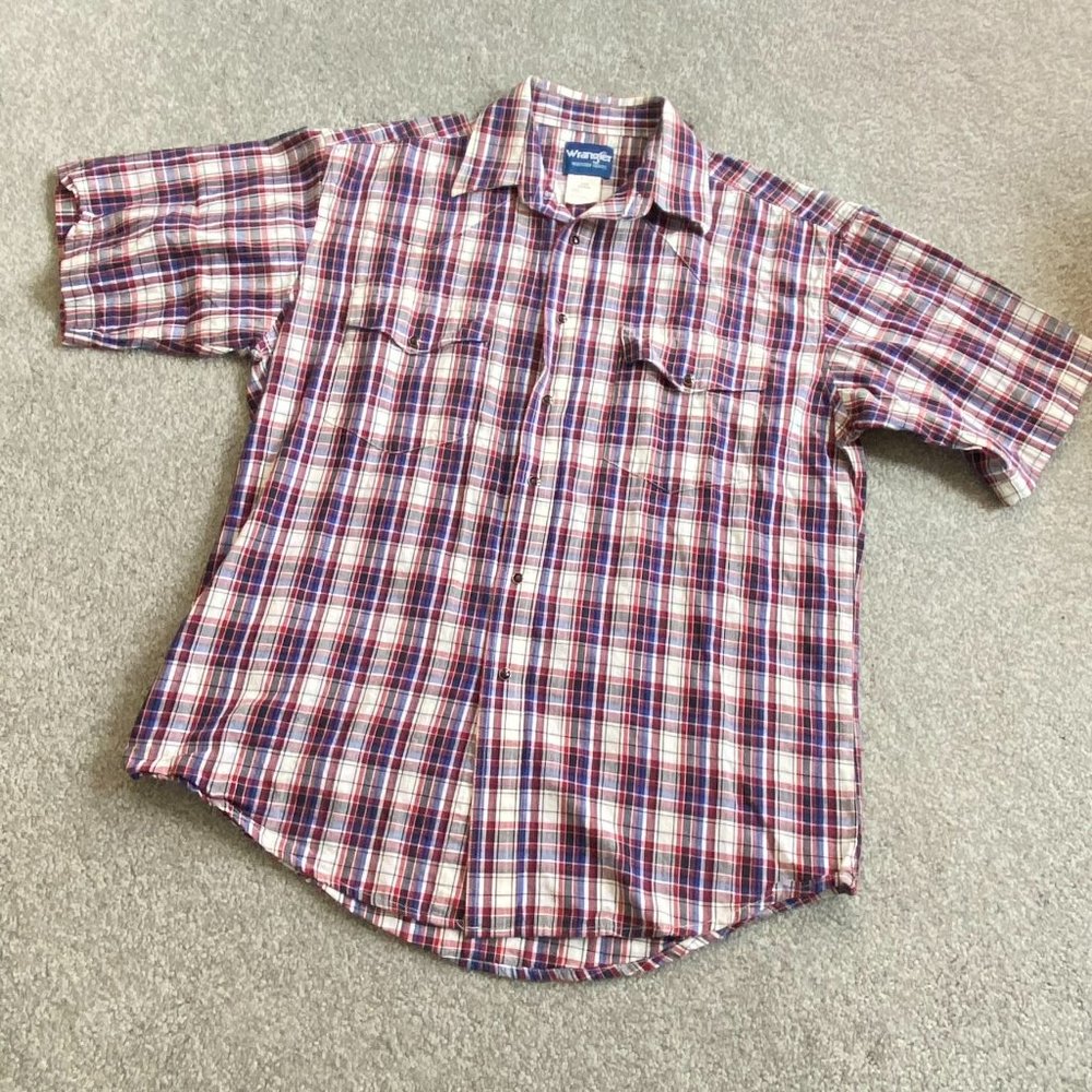 Wrangler Short Sleeve Western Shirt in Red, White and Blue LARGE   - M638